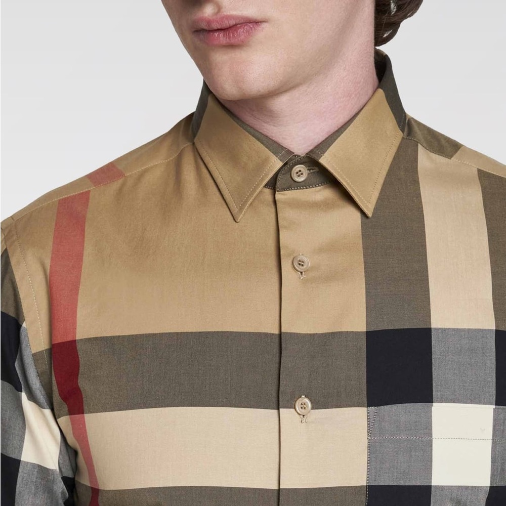 $625 Burberry Brit check Plaid Button-Up Shirt S